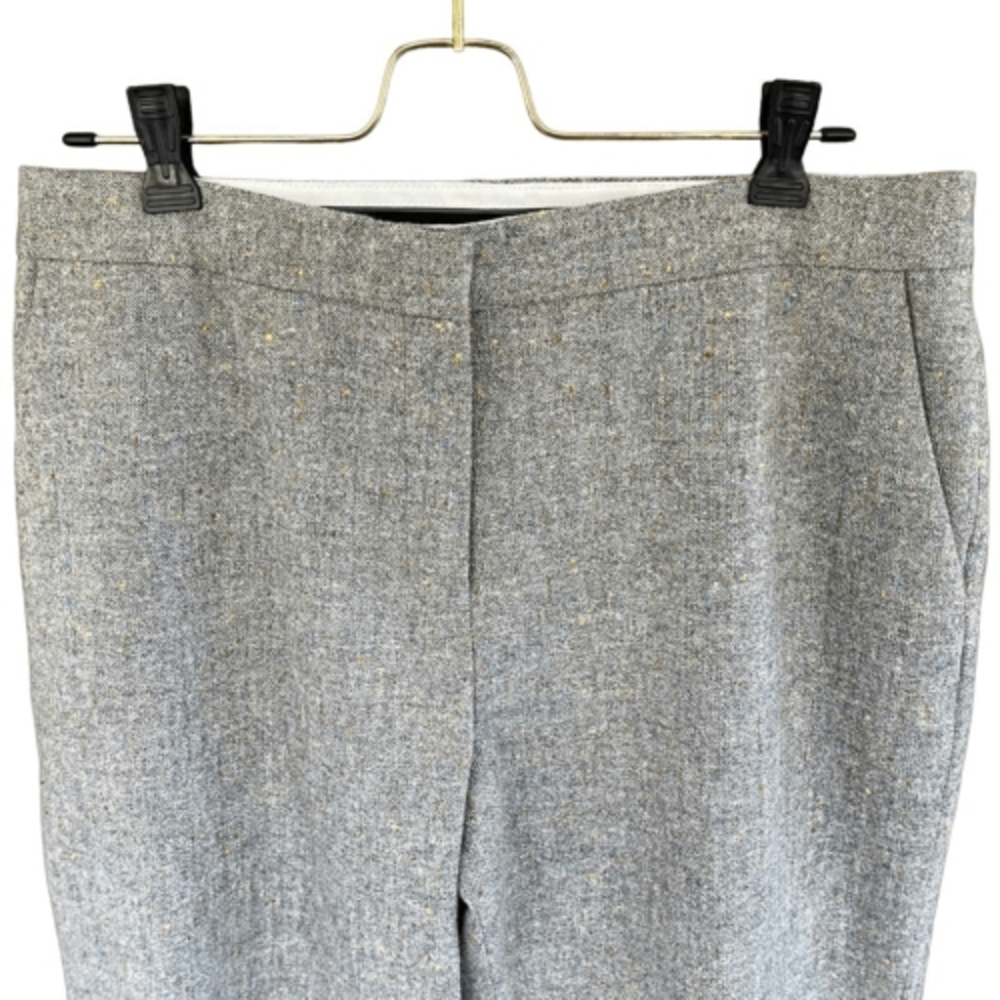 Anne Klein Wool Blend Gray Flecked Lined‎ Cropped Hemmed Trouser Pants — SZ 10P - Picture 2 of 11